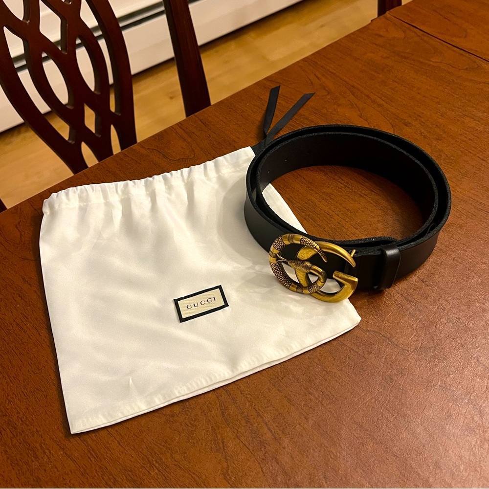 GUCCI Double G Buckle Snake Leather Belt size 90cm LIKE NEW